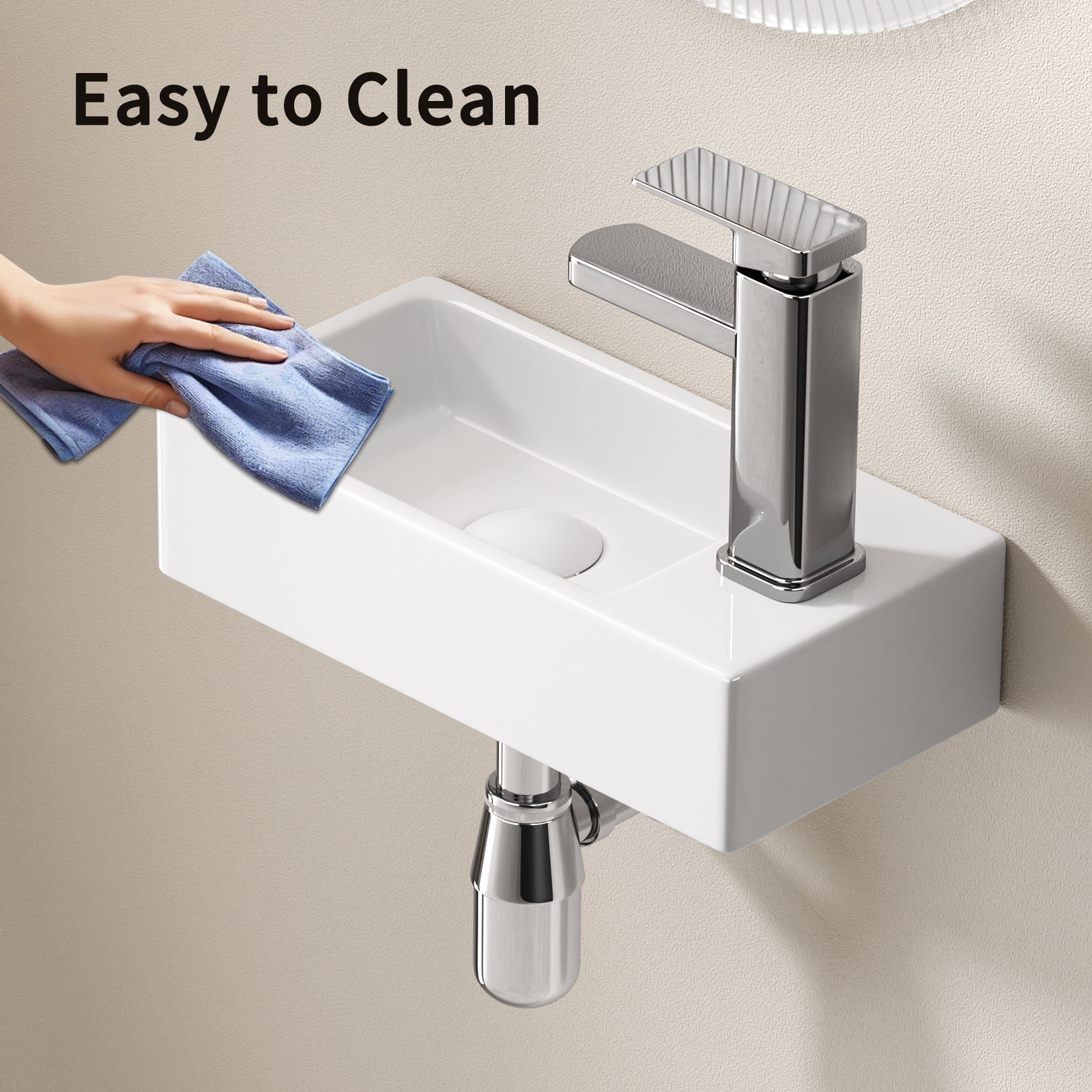 LiviNest Wall-Mounted Sink for Small Bathroom: 14.57" Ultra-Narrow Basin - 3-in-1 Complete Set with Faucet & Drain - Space-Saving Design for Powder Room RV Tiny Home