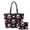 Black-Pink Ribbon Bird Floral, variant on DISNIMO Bird Floral Print Quilted Tote Bag Set for Women Pink Ribbon Print Quilted Tote Bag with Matching Makeup Bag Lightweight Shoulder Purse for Breast Cancer Awareness