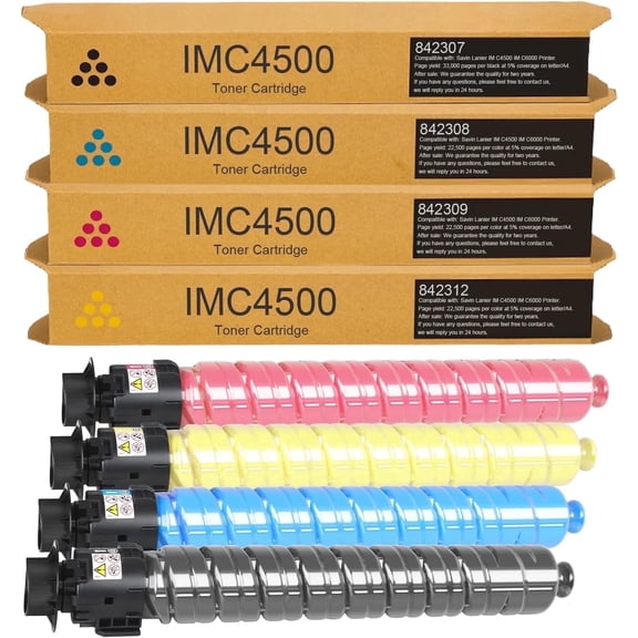 IM C4500,IM C6000 Toner Cartridge Replacement For Ricoh IM C4500 IM C5500 IM C6000 Printer,Black/Cyan/Magenta/Yellow, 4-Pack