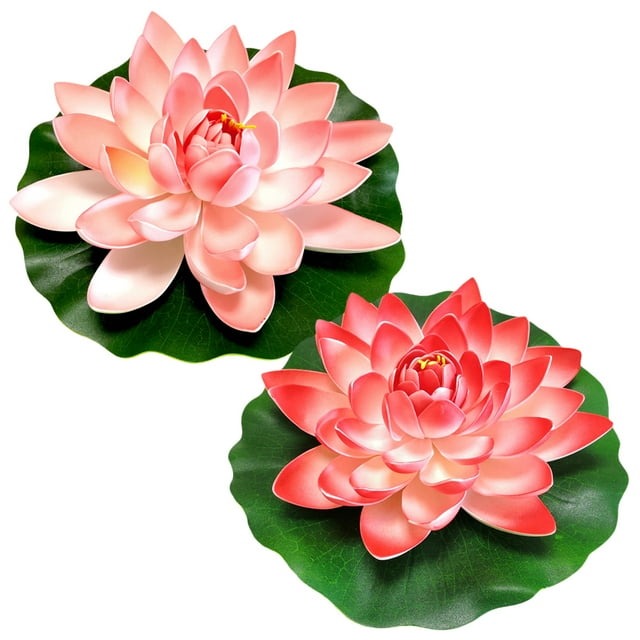 CIMAXIC Fête 2 Pcs Modèle de Lotus Flottant Hautement Simulé, 11.02"X11.02"X3.94 Pouces