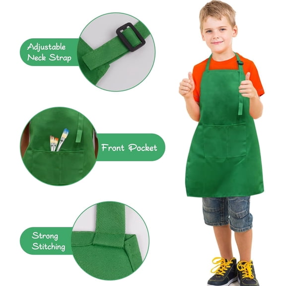 Chenran-Kids Apron with Pocket 2 Pack Children Chef Apron for Cooking Baking Painting