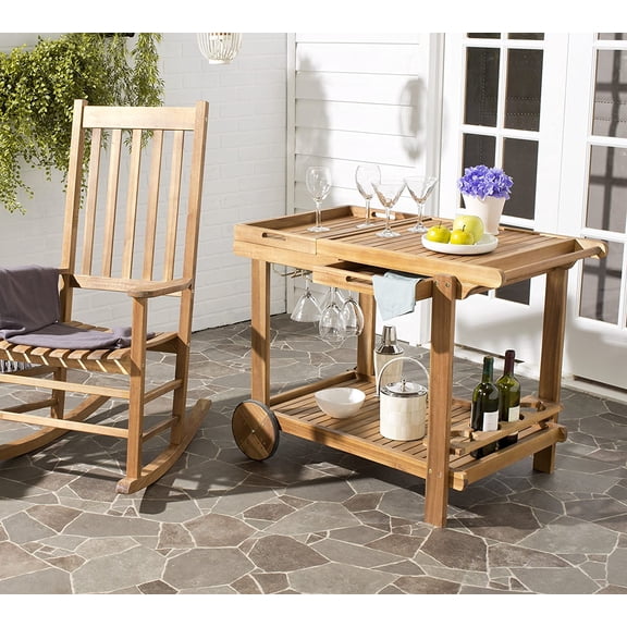 Outdoor  Orland Natural Wood Tea Trolley Cart with Storage