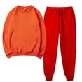 thumbnail image 4 of Women's Two Piece Outfits Sweatshirt Set Casual Solid Crew Neck Long Sleeves Pullover Fall Orange Sweatpants Tracksuit Lounge Sets ( S ), 4 of 6