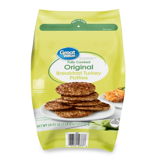 Great Value Fully Cooked Original Turkey Breakfast Patties, 24.92 oz