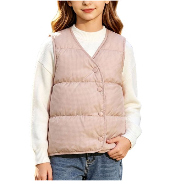 StSilkitty Boys Girls Puffer Vest Zip up Sleeveless V Neck Jacket Coat with Pockets Fall Winter Warm Outerwear