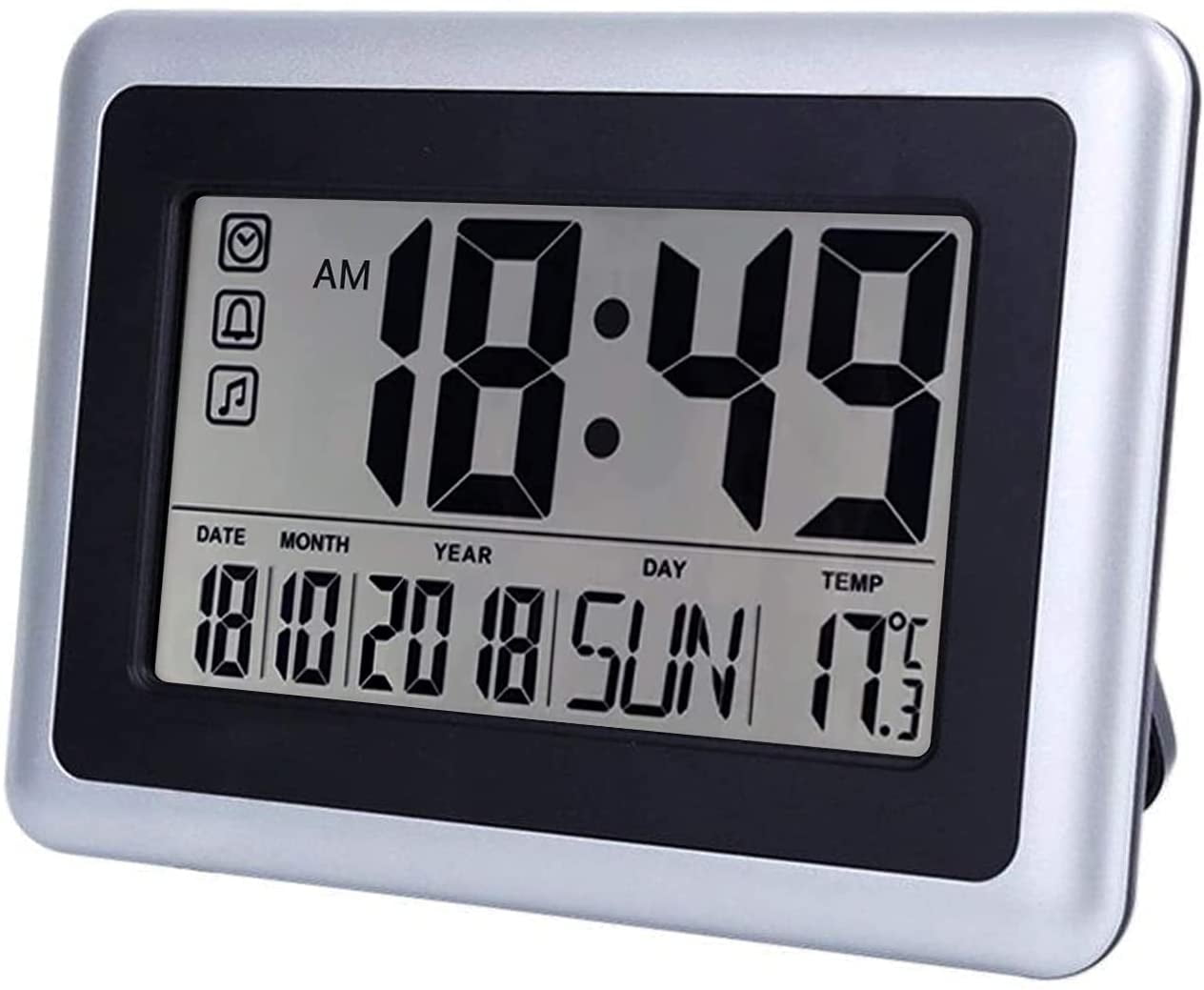 Digital Clock LCD Indoor Thermometer Temperature Wall Calendar Time ABS Bedroom 