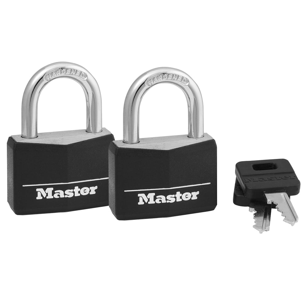 Master Lock Padlock Wide Black 141D 1 9/16 in Covered Aluminum Lock 