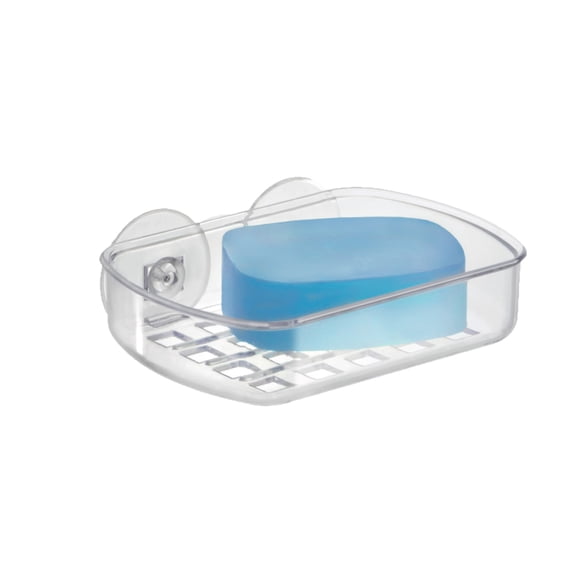 iDesign BPA-Free Plastic Suction Bar Soap Dish - 5.25" x 4" x 2", Clear,19600