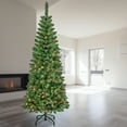 thumbnail image 3 of National Tree Company 6 ft. Pre-Lit Artificial Pencil Slim Christmas Tree, Rowan, Green, Multicolor Lights, Includes Stand, 3 of 4