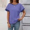 thumbnail image 2 of Women's Going Out Striped Knit T Shirt Short Sleeve Round Neck Casual Stretchy Everyday Spring Top, 2 of 9