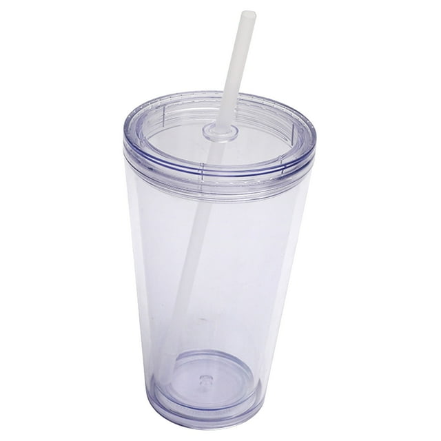 Liquidation! Gobelet Classique en Acrylique avec Couvercle et / 16oz Tasses à Café Glacé Isolées de Qualité Supérieure Double Paroi Tasses en Plastique Réutilisables Transparent 1 Paquet Transparent