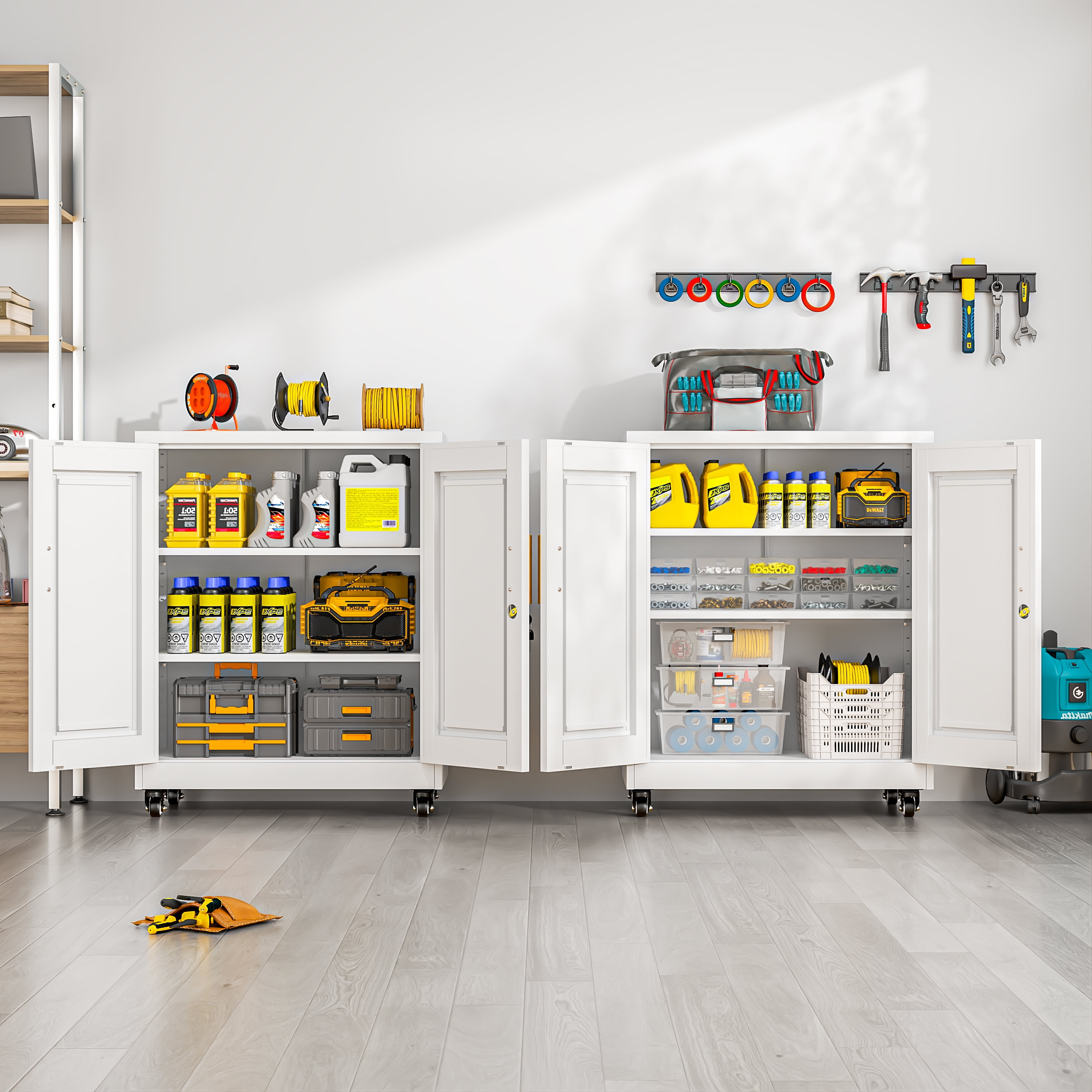 Erosoei Modern Metal Accent Storage Cabinet with Doors and 2 Adjustable Shelves