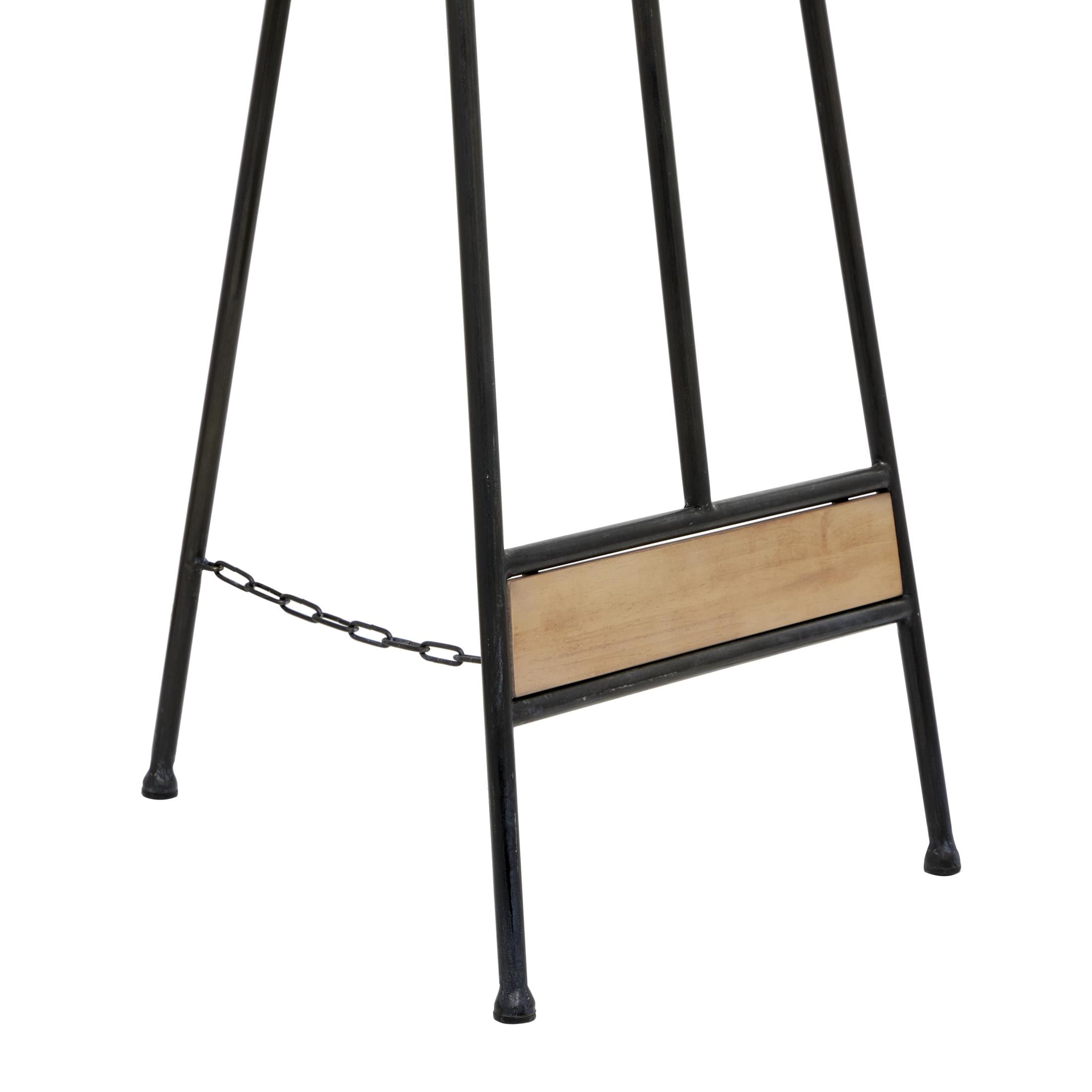 DecMode 16" x 52" Black Metal Tall Adjustable Floor 3 Tier Easel with Wood Panels, 1-Piece