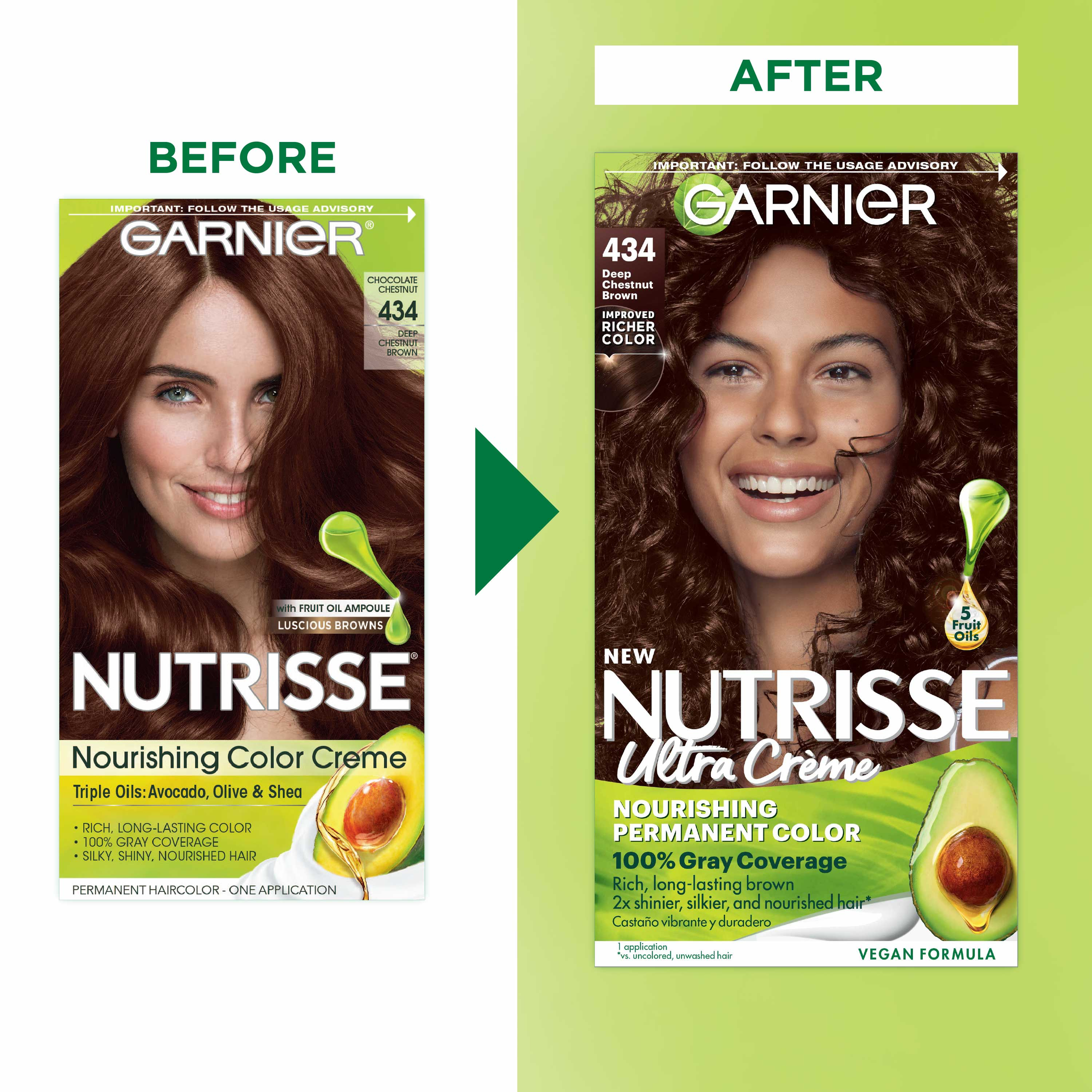 Garnier Nutrisse Nourishing Hair Color Creme, 434 Deep Chestnut Brown - image 3 of 11