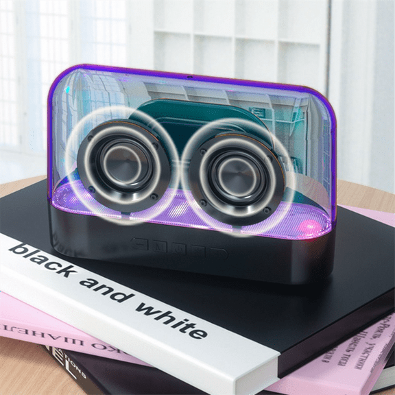 Colorful Lights Wireless Bluetooth Speaker Glazed Colorful Multifunction Subwoofer Desktop Volume Plug-in Speaker, White