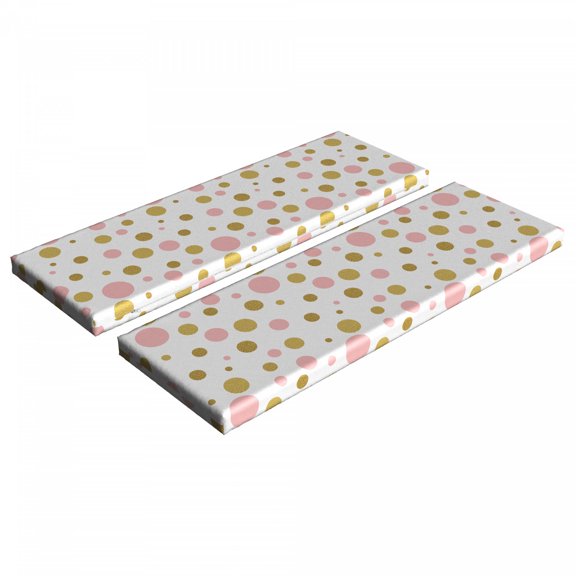 Pink Polka Dots Bench Cushion Set of 2, Blemishes in Small Big and Medium Sizes Golden Yellow Tone, Standard Size Foam Pad and Decorative Cover, Pale Pink Dark Khaki, by Ambesonne