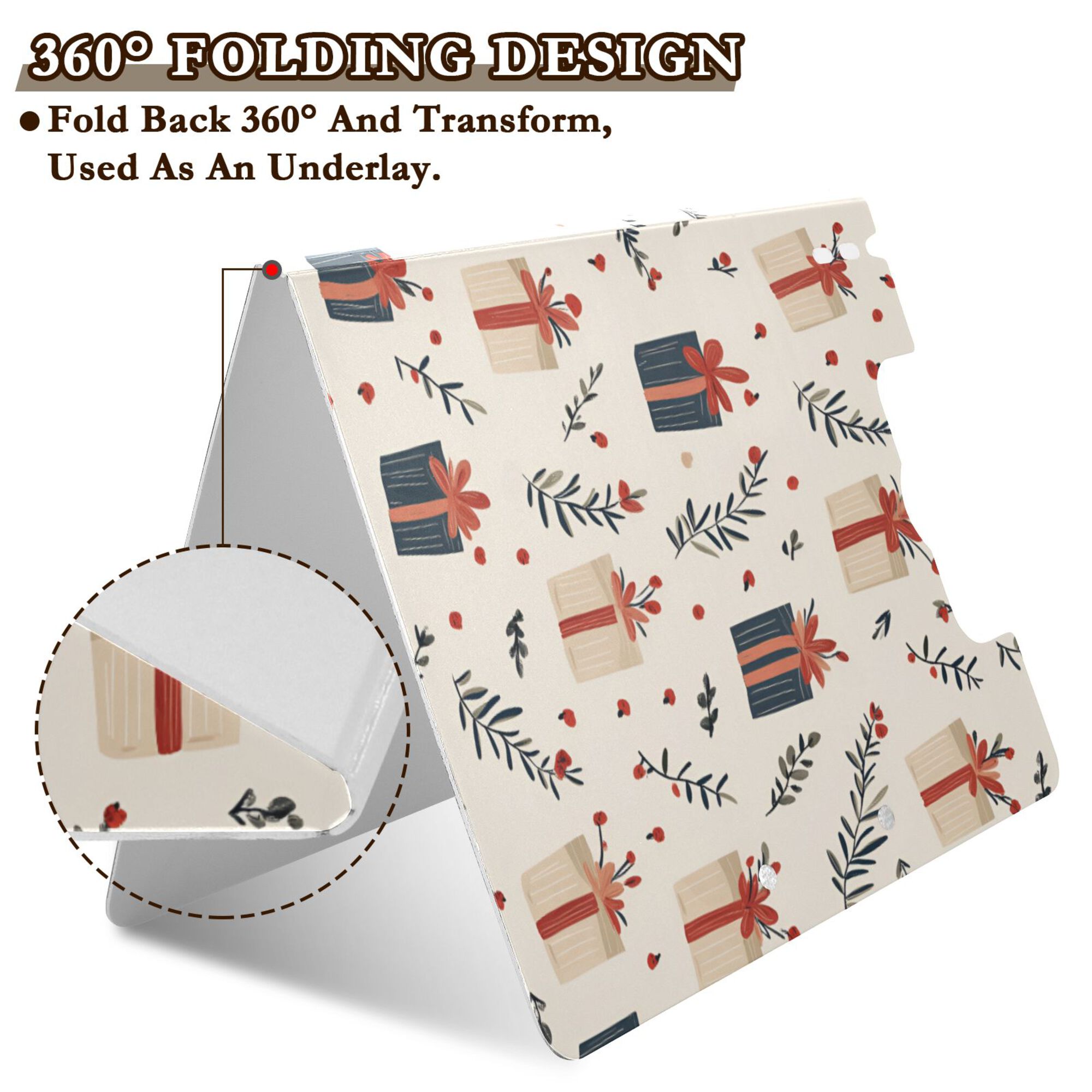 FORMRS A4 Clipboard Folder with Pen Holder Horizontal Foldable School Office Binder, Christmas Gift Pattern