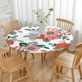 thumbnail image 3 of Elastic Round Tablecloth with Elegant Floral Design, Waterproof-Feel Polyester Fabric for Home and Outdoor Use, Fits 44-52 Inch Round Tables, 3 of 7