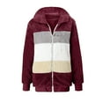 thumbnail image 3 of Womens 2024 Winter Fuzzy Fleece Jacket Color Block Patchwork Coats Sherpa Oversized Shearling Trendy Jackets Plush Warm Outerwear with Pockets, 3 of 5