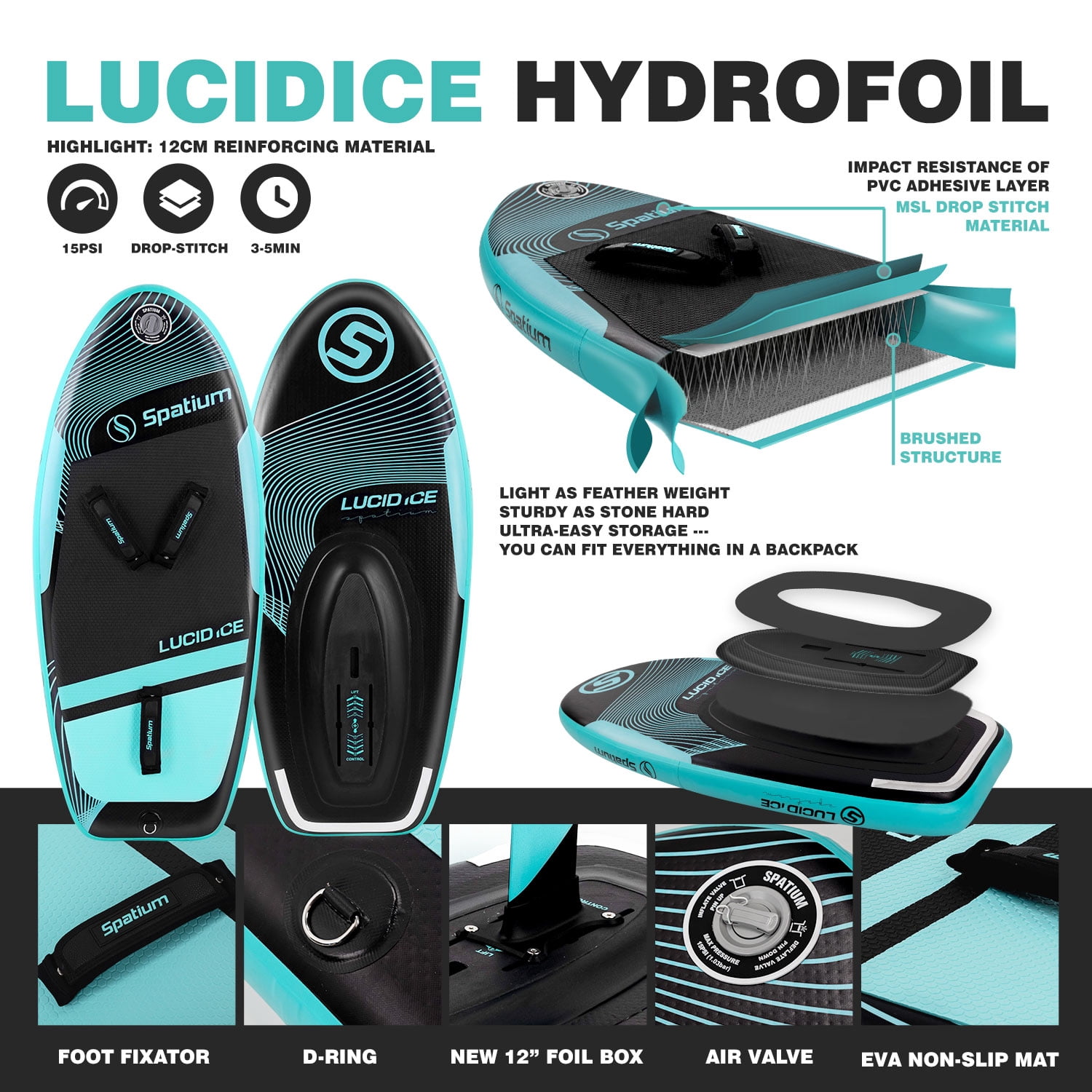 Spatium Inflatable Hydrofoils Tailwave Surfing Towing Kitesurfing