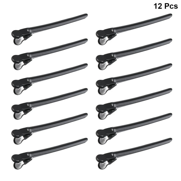 OULII 12pcs Hair Clips Salon Black Plastic Styling Curling Daily Use Women