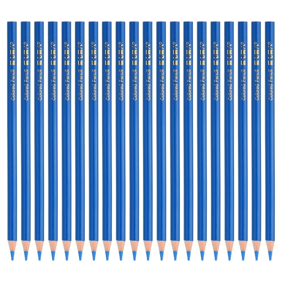 Uxcell Medium Blue Colored Pencils Set, 20Pcs Oil Color Pencils Wooden Coloring Drawing Pencil for Artists Art Painting