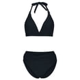 thumbnail image 5 of UTSJKR Women Two Piece Bathing Suits Push Up Bikini Set Summer Beach Fashion Halter Swimsuit Vintage Swimwear Black M, 5 of 7