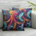 thumbnail image 3 of JEUXUS  Square Throw Pillow Covers Cartoon Funny Colorful Octopus Tentacle Pattern Pillow Cases Decorative for Home Bedroom Sofa Pillowcases Standard Size, 3 of 5