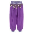 thumbnail image 6 of inhzoy Women's Belly Dance Pants Halloween Carnival Costume Indian Dance Harem Pants Baggy Arabic Purple One Size, 6 of 7