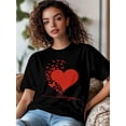 thumbnail image 2 of Camiseta de mujer, camisetas de manga corta, camisetas casuales, camisetas de cuello redondo con corazones y mariposas para el Día de San Valentín para mujer, 2 of 8