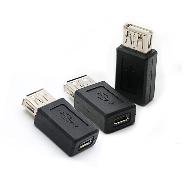 rgzhihuifz Paquete de 3 convertidores de Adaptador USB 2.0 A Hembra a USB Micro Hembra