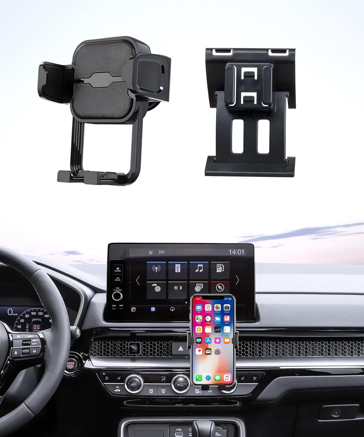 RGHJAR-Car Phone Holder for 2023-2025 Honda CRV CR-V/Hybrid Auto Accessories Navigation Bracket Interior Decoration Mobile Cell Phone Mount, 360° Rotation, Vehicle-Specific Custom Mount