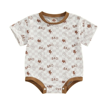 

Musuos Baby Boy Summer Rompers 6 12 18 24M Short Sleeve Round Neck Checkerboard Print Bodysuits Newborn Playsuits