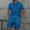 Blue, variant on YHAJDS Men's Shirt and Shorts Set Solid Relaxed Pocket Drawstring Shorts Zip Polo Short Sleeve