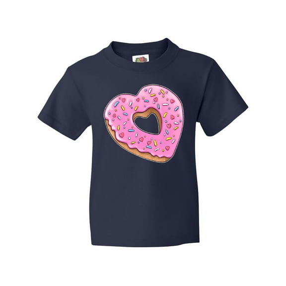 Inktastic Heart Shaped Donut with Pink Icing and Sprinkles Youth T-Shirt