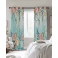thumbnail image 3 of Ocean Starfish Seaweed Blackout Curtains 45 Inches Long, Summer Coastal Beach Shell Coral Teal Thermal Insulated Black Out Curtains, Small Darken Window Curtain for Cafe Bedroom 42"x45" 2 Panels, 3 of 9