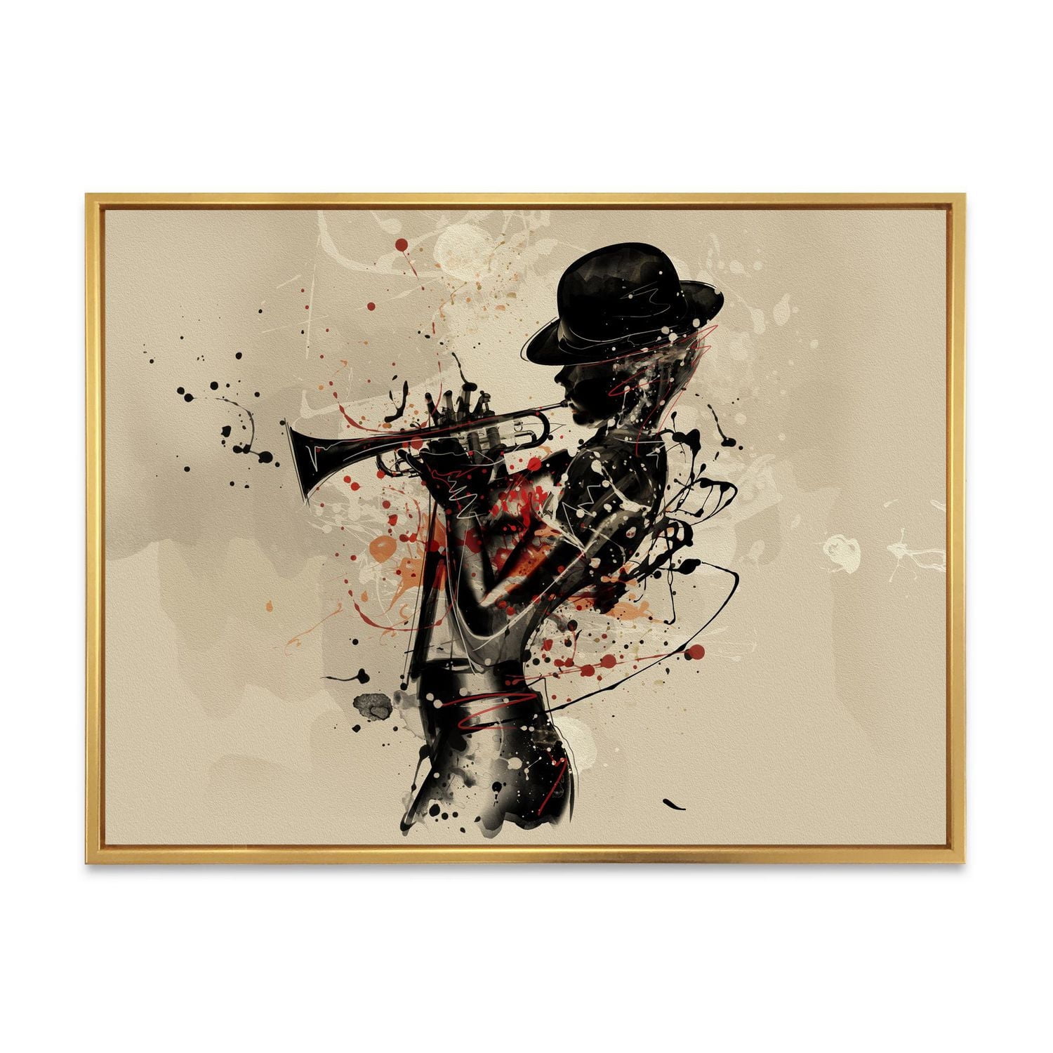 Designart Woman Playing Jazz Trumpet FLOAT FRAME WALL ART