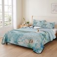 thumbnail image 2 of Full Quilt Set 78''x90'', Coastal Turtle Lightweight Bedspread Coverlet Set with 2 Pillow Shams, Nautical Eucalyptus Leaves Coral Seaweed Breathable All Season Quilt Bedding for Bedroom/Guest Room, 2 of 9