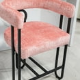 thumbnail image 3 of Pink Chenille Bar Stools Of 1. Modern Design With Padded Back, Thick Cushion & Metal Legs For Pub, Club, Kitchen 1 Stools. With Comfy ,, 3 of 6