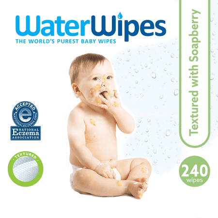 WaterWipes Plastic-Free Textured Clean, Toddler & Baby Wipes, 99.9% Water Based Wipes, Fragrance-Free for Sensitive Skin, 240 Count (4 Packs)