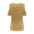 thumbnail image 5 of MIXUE Boho Tops For Women Summer Sequins Solid Color V Neck Short Sleeve Loose Tshirts Streetwear,Yellow,S, 5 of 5