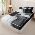 thumbnail image 2 of Homewish Black Watercolor Zipper Twin Comforter Sets with Fitted Sheet and 2 Pillowcases,Vintage Geometric Art Zipper Bedding Set,Black Reversible,4pcs, 2 of 8