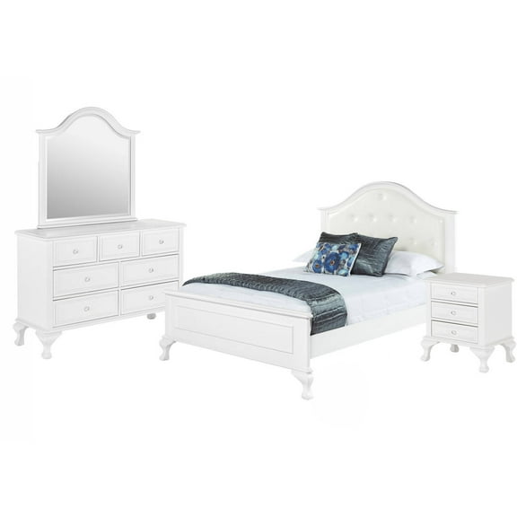 Picket House Furnishings Jenna Full Panel 4 Piece Wood Bedroom Set, White