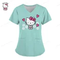 thumbnail image 1 of Uniforme de enfermera de manga corta para mujer, blusa de bolsillo de Hello Kitty, Tops de enfermería, accesorios de uniformes médicos, 1 of 6