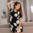 thumbnail image 3 of Easygdp Daisies Flowers Camisón de manga corta para mujer, informal, estampado, 3 of 6