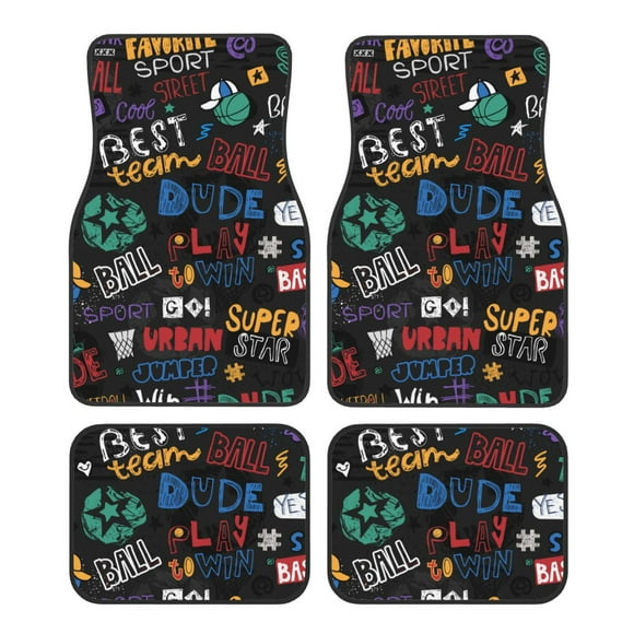 Balery Basketball Juego de 4 Alfombrillas para Auto, Revestimientos de Caucho Resistente, Diseño Antideslizante