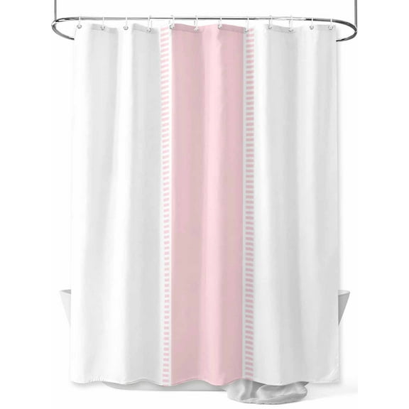 Boanket Polyester Fabric Valentines Day, Shower Curtain, Minimalist Pink Stripes Solid Color Waterproof Bathtub Curtain Bathroom Decor Set with Hooks 36 x 72 Inches,