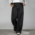 thumbnail image 2 of FINALGANG Mens Solid Color Textured Wide Leg Pants High Waisted Pleated Loose Fit Casual Trousers For Business Casual Daily Wear Fashionable Bottoms, 2 of 9