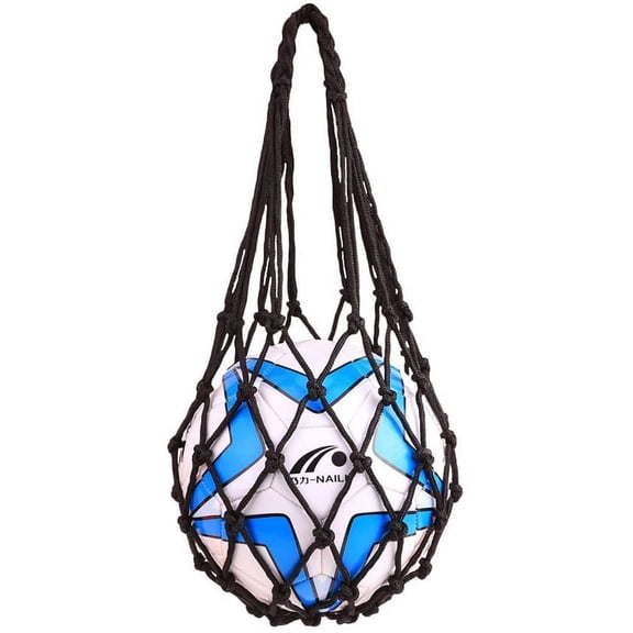 Sports Mesh Equipment Bag Volleyball Basketball Football Soccer Storage Net Bag Ball Carry Mesh for Single Ball (Black)