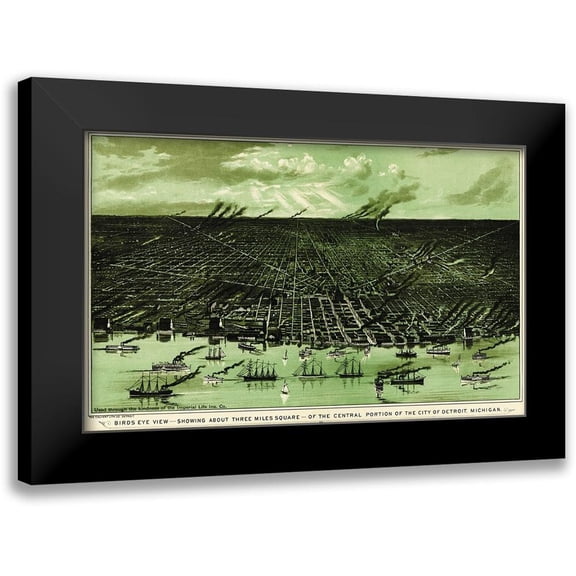 Calvert 14x10 Black Modern Framed Museum Art Print Titled - Detroit Central Michigan - Calvert 1898